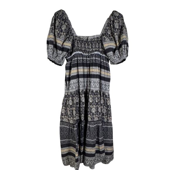 Sea New York Tasha Dress Womens M/L Gray Floral Puff Sleeve Cottagecore Peasant - Picture 3 of 15